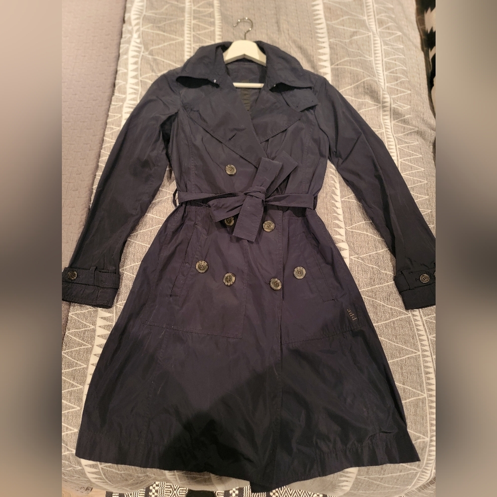 Like New ADD Navy Blue Rain Trench Coat Size 4